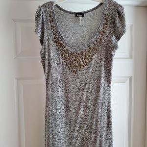Gray short sleeved sweater dress
